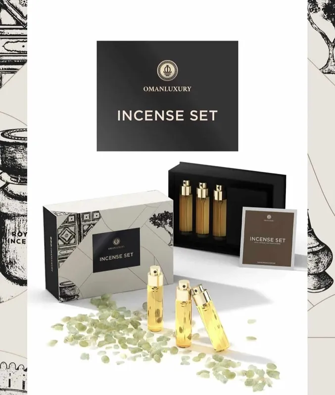 סט רויאל אינסנס Royal Incense א.ד.פ 30 מ״ל + 90גר לבונה  בושם יוניסקס - עומאן לקצורי OMANLUXURY