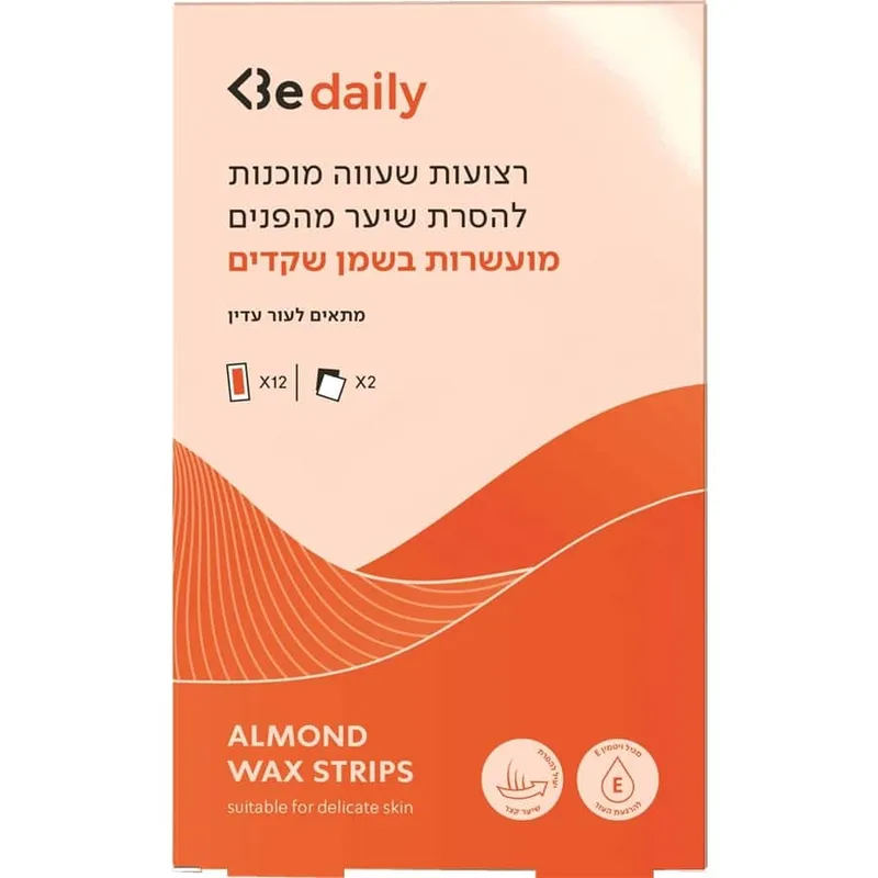 BE DAILYרצועות שעווה לפנים מועשרות בשמן שקדים