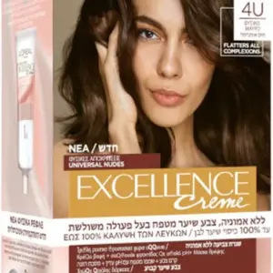 אקסלנס קרם אוניברסלי ללא אמוניה צבע שיער חום 4U