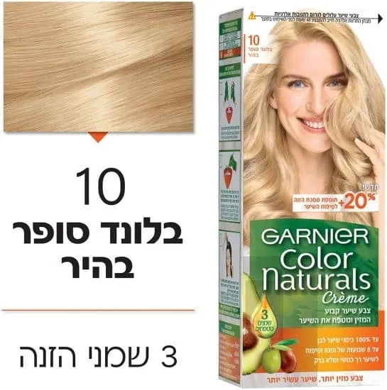 צבע שיער קולור נטורלס 10בלונד פסטל 40מל