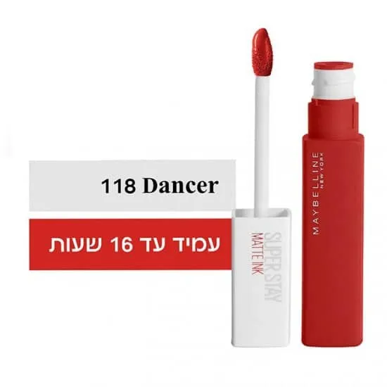 מייבילין שפתון סופרסטיי מאט אינק דנסר מס.118