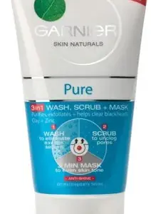 גרנייה פיור 3ב 1ניקוי+גרגרים+מסיכה 150מל