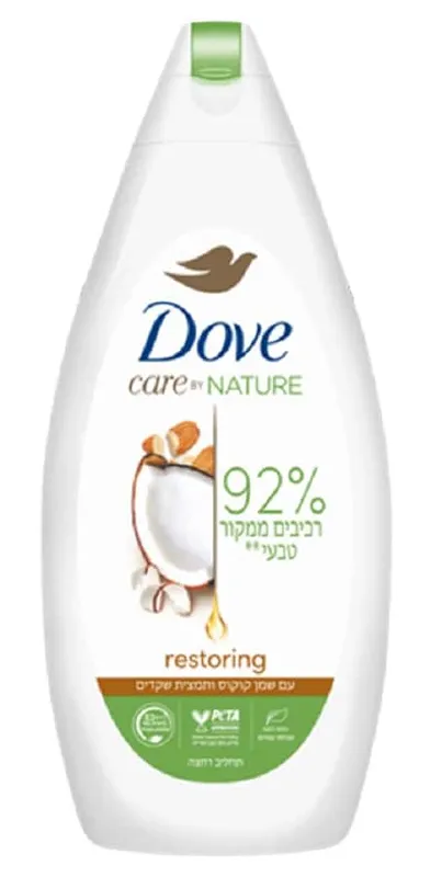 דאב תחליב רחצה עם שמן קוקוס ותמצית שקדים 750מל