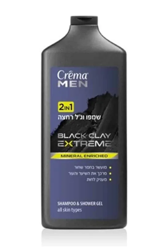 קרמה מן שמפו וגל רחצה 2ב- 1מועשר בחימר שחור 700מל