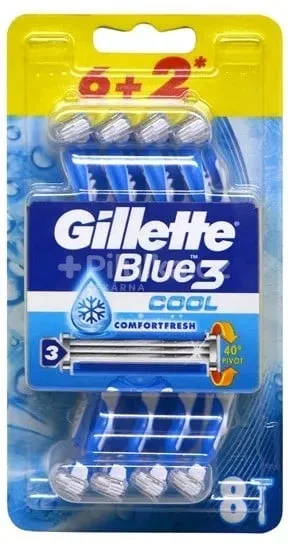 גילט בלו 3קול סכיני גילוח חד פעמי 8יח