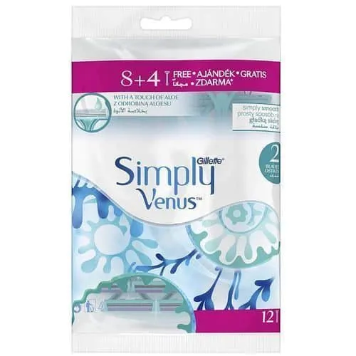 גילט ונוס סימפלי כחול 2להבים חד פעמי - 8+4סכינים