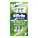 גילט סנסור 3סנסטיב 3להבים חד פעמי - 3סכינים / Gillette Sensor 3 Sensitive 3 Pcs.