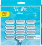 גילט ונוס 3להבים רב פעמי - 12סכינים / Gillette Venus Smooth 12 Razors