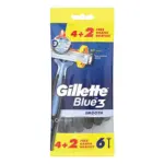 גילט בלו 3סמוט 3להבים חד פעמי - 6סכינים / Gillette Blue 3 Smooth 6pcs.