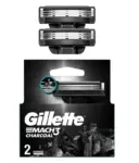 גילט מאך 3פחם זוג סכיני גילוח 3להבים / Gillette Mach3 Charcoal 2 Refill Razor Blade