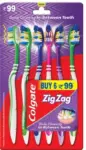 קולגייט שישיית מברשות שיניים זיג זג מדיום / Colgate Zig Zag Deep Cleanmedium X6