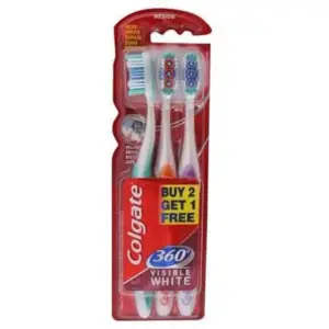קולגייט שלישייה מברשות שיניים 360אול מאוט קלין מדיום