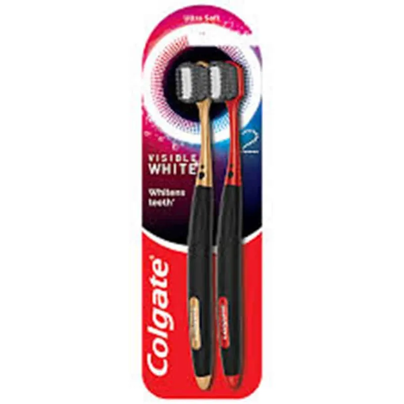 קולגייט זוג מברשות שיניים ויזיבל וויט אולטרה סופט