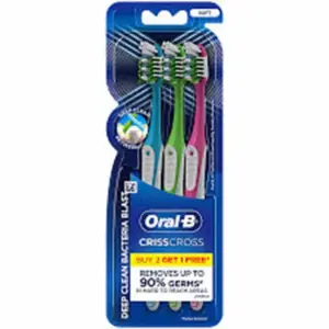 אורל בי שלישייה מברשות שיניים אנטי בקטריאל קריס קרוס דיפ קלין סופט