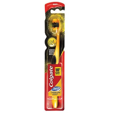 קולגייט מברשת שיניים 360סיבי פחם זהב סופט