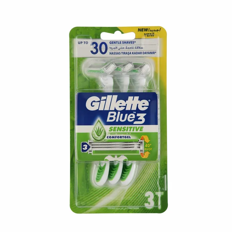 גילט בלו 3סנסיטיב סכיני גילוח חד פעמי 3יח