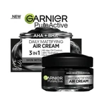 גרנייה פיור אקטיב קרם לחות פחם למראה מאט ופחתת ברק שומני 50מל / Garnier Pure Active Dayly Mattifying Air Cream Charcoal