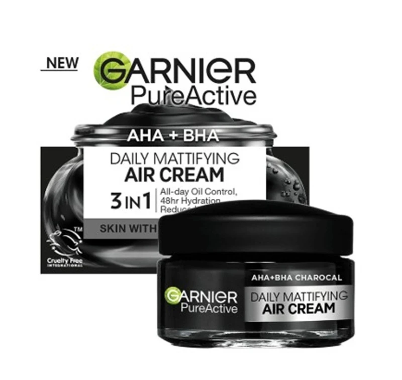 גרנייה פיור אקטיב קרם לחות פחם למראה מאט ופחתת ברק שומני 50מל