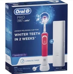 אורל בי פרו נטענת ורוד 100 3Dבראון+קייס נשיאה / Oral B Pro 100 3d Braun+travel Case