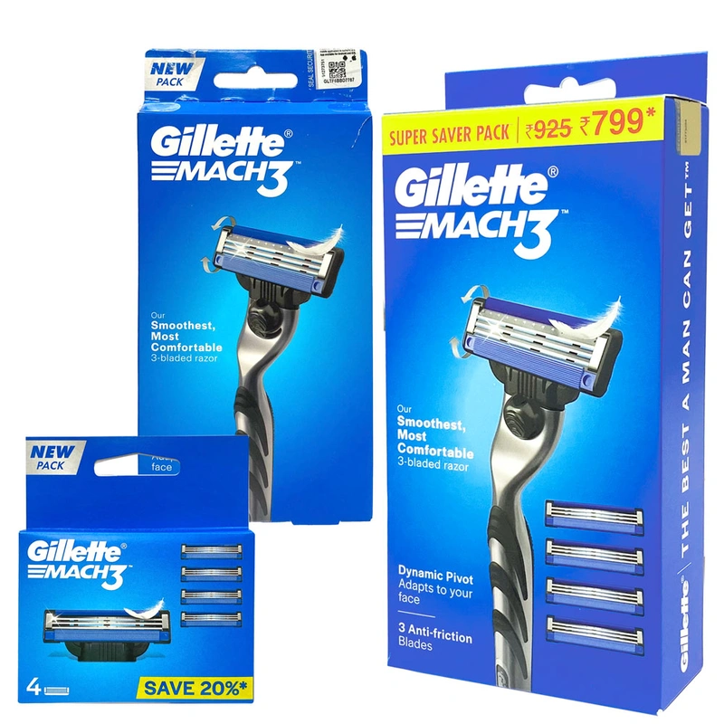 גילט מאך 3להבים רב פעמי - 5סכינים + ידית