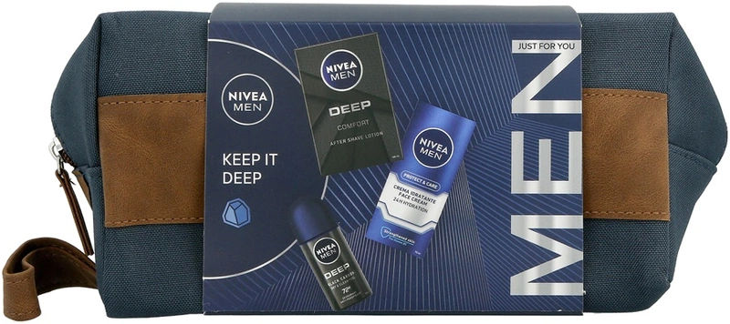 ניואה מארז טואלטיקה לגבר דיפ 2025(אפטר שייב +100קרם לחות +דאו רול און +תיק)