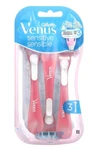 גילט וונוס סנסטיב 3להבים חד פעמי - 2*3סכינים / Gillette Venus Disposable Razors Sensitive 2*3 Blades